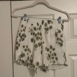 Abercrombie & Fitch Cream and Green Floral Shorts
